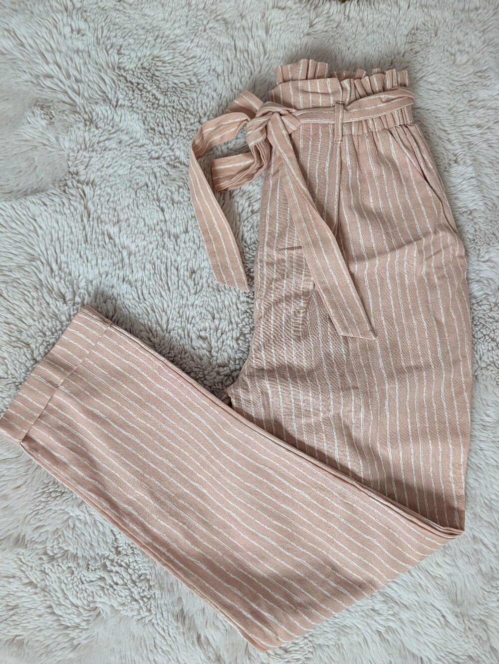 Sienna Sky Blush Pink Striped Paperbag Pants